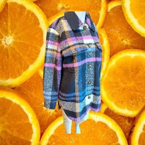 LOFT Plaid‎ Shacket Jacket Purple Blue White Women's Size Medium